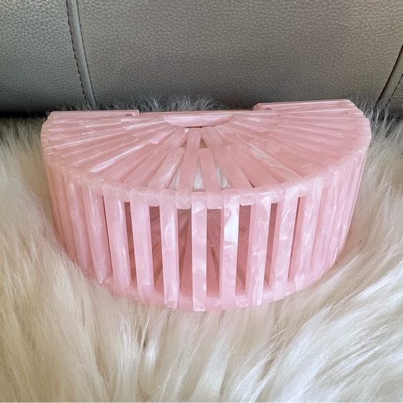 Cult Gaia Acrylic Ark Clutch Mini Top Handle Bag Pink Cocktail Party Wedding